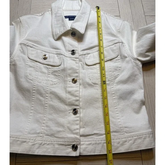 Ralph Lauren Sport Women Sz XS Button Up White Denim Jean Jacket Classic Cottage - Picture 4 of 9